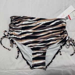 Striped Bikini Bottoms in Black, Tan, Cream